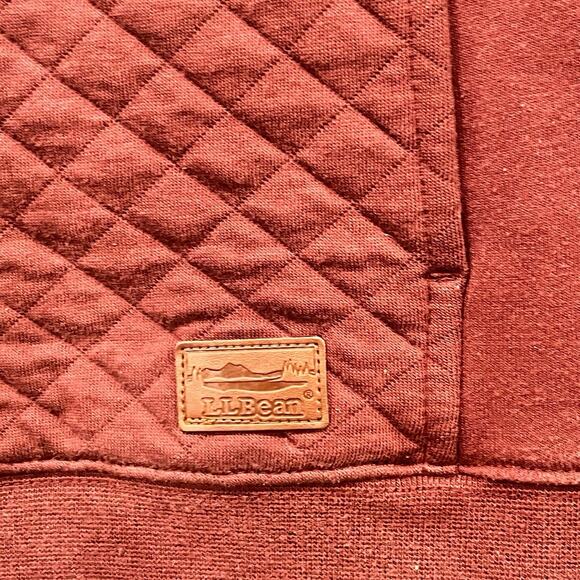 LL Bean Sweater Women’s Medium Petite Quilted Front 1/4 Zip‎ Mauve Red Collared - Picture 7 of 10